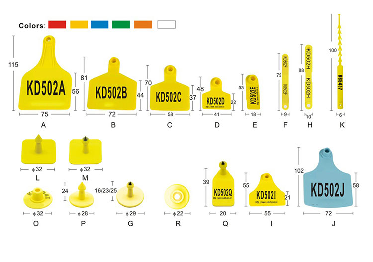 RFID Animal Ear Tags Size