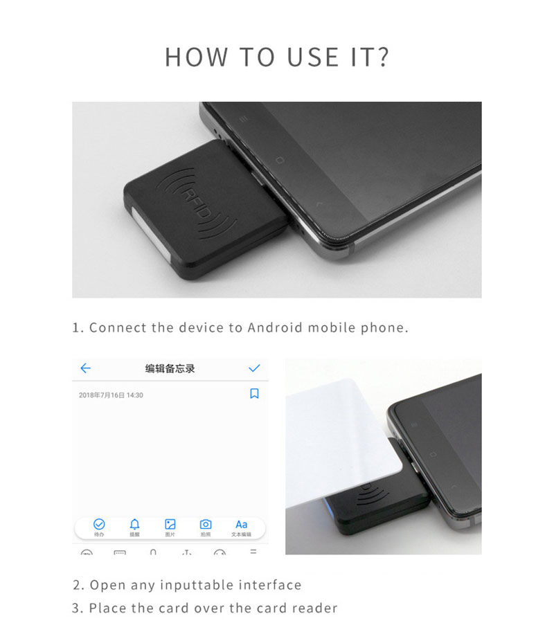 Frequency 13.56mhz Android Phone Microchip RFID Reader 10