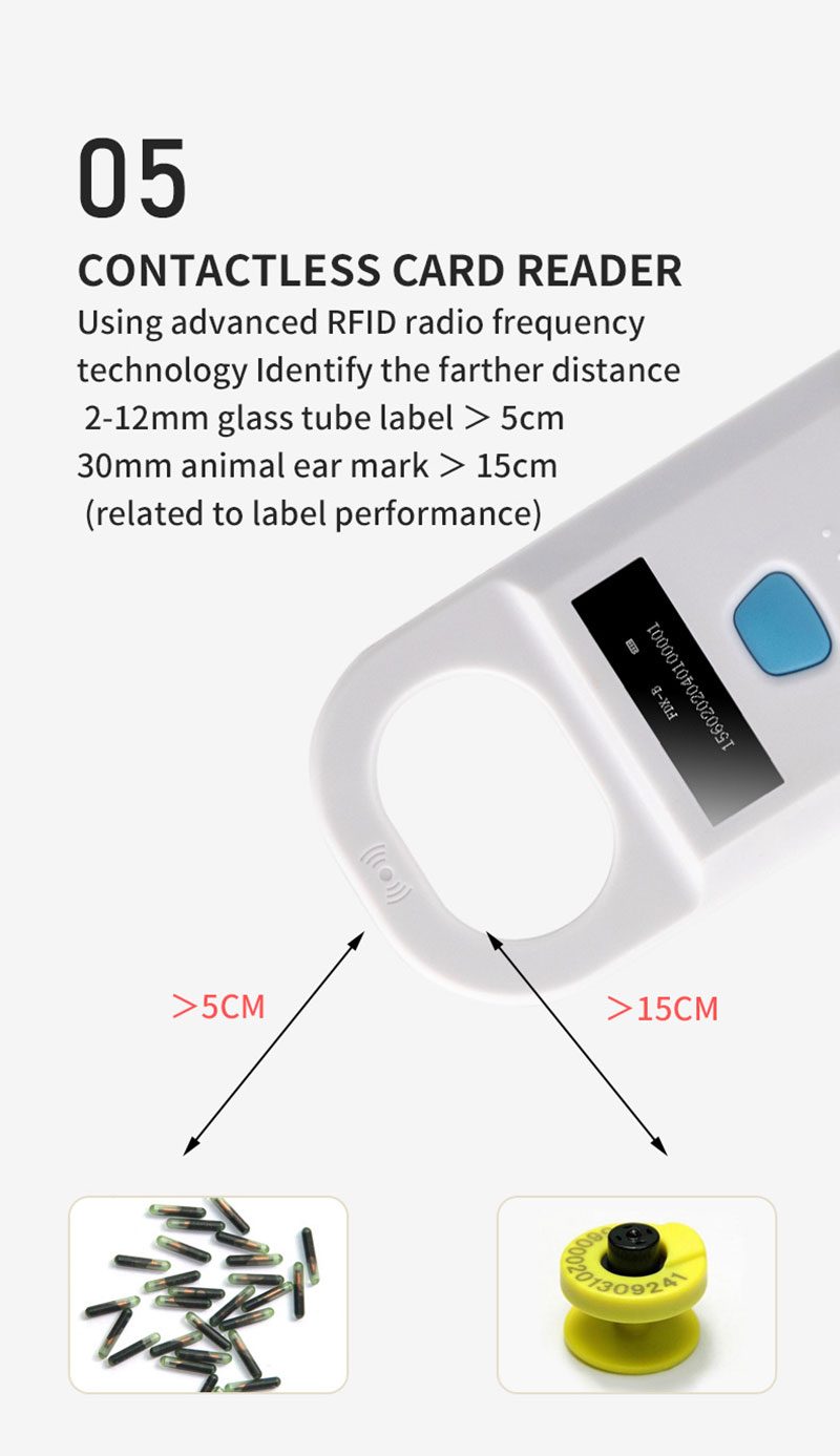 Portable Small Handheld 134.2Khz Rfid Animal ID Reader 6