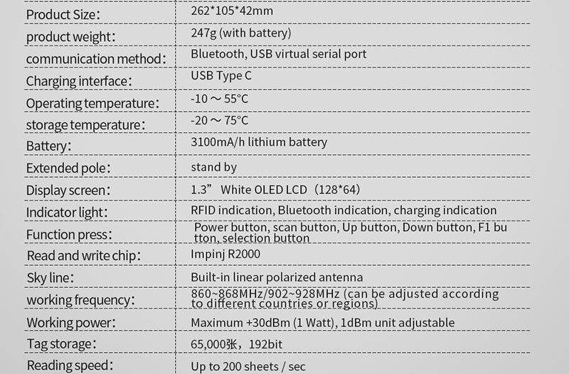 RFID Handheld UHF Reader 915M Remote Warehouse Management Inspection Machine 2