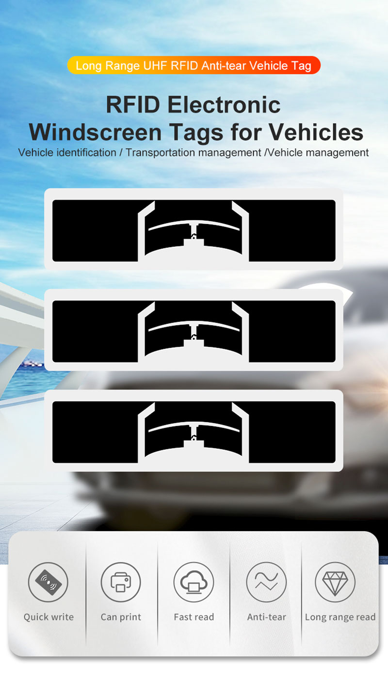 Passive Vehicle 128Bit EPC Long Range RFID Tag Passive RFID Windshield Tag